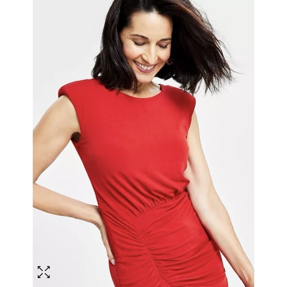 I.N.C. International Concepts Sleeveless Ruched Sheath Dress Size Large Red - Picture 3 of 11